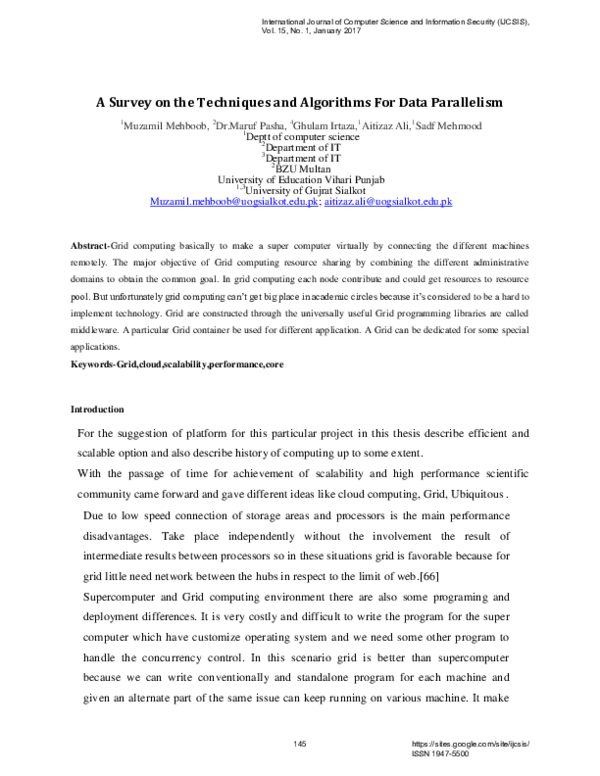 (PDF) A Survey on the Techniques and Algorithms For Data Parallelism
