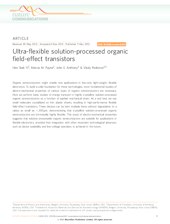(PDF) Ultraflexible solutionprocessed organic fieldeffect