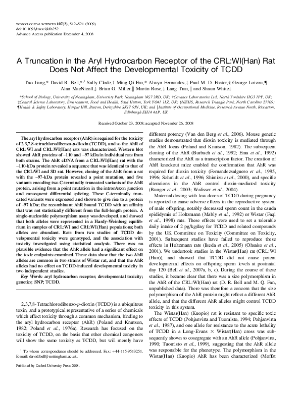 (PDF) A Truncation in the Aryl Hydrocarbon Receptor of the CRL:WI(Han ...