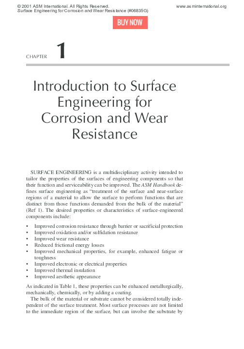 (PDF) Introduction to Surface Engineering for Corrosion and Wear