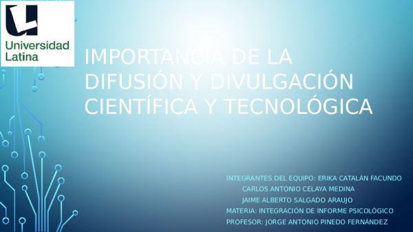 (PPT) La importancia de la difusión y divulgación cientifica y
