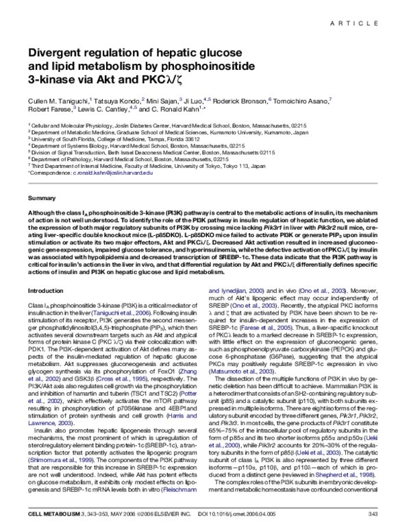 (PDF) Divergent regulation of hepatic glucose and lipid metabolism by ...