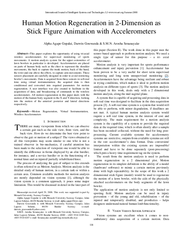 (PDF) Human Motion Regeneration in 2-Dimension as Stick Figure ...