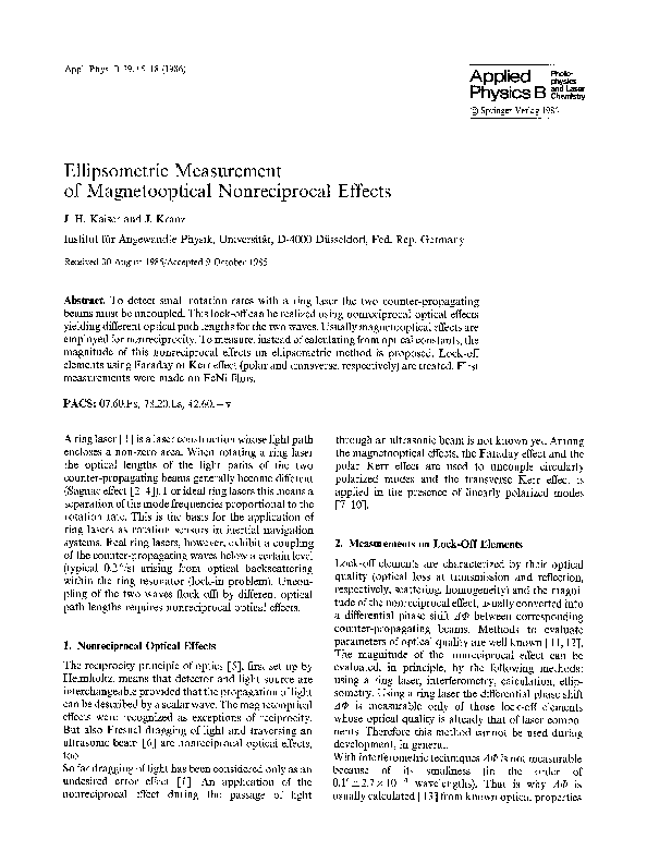 Ellipsometric measurement of magnetooptical nonreciprocal effects