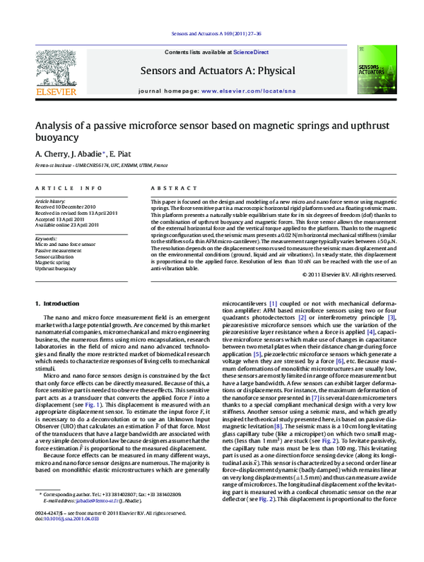 (PDF) Analysis of a passive microforce sensor based on springs