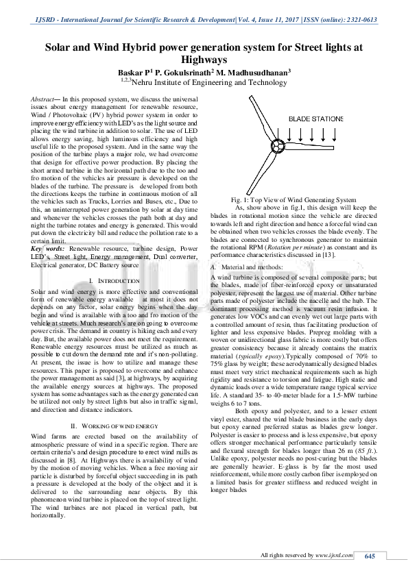 (PDF) Solar and Wind Hybrid power generation system for Street lights