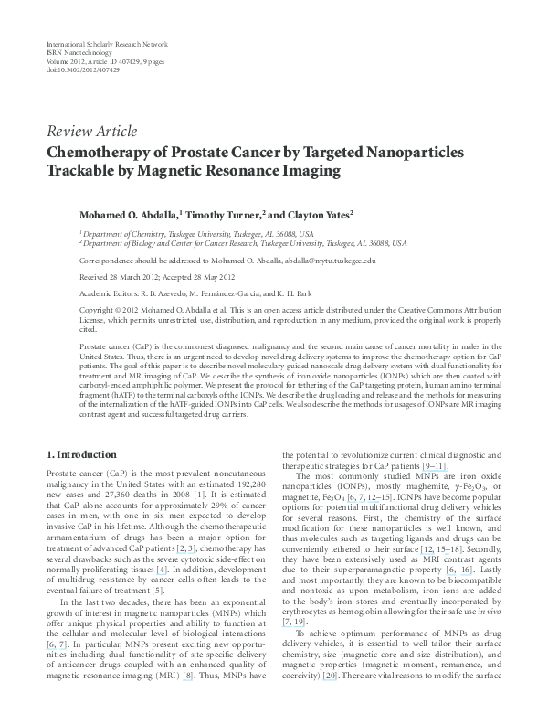 (PDF) Chemotherapy of Prostate Cancer by Targeted Nanoparticles ...
