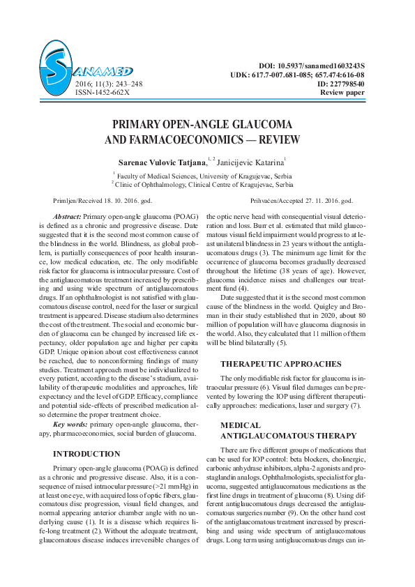 (PDF) PRIMARY OPENANGLE AND FARMACOECONOMICS — REVIEW