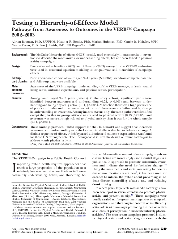 (PDF) Testing a Hierarchy-of-Effects Model