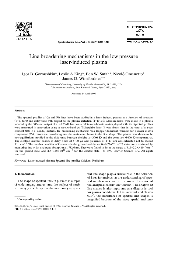 (PDF) Line broadening mechanisms in the low pressure laserinduced
