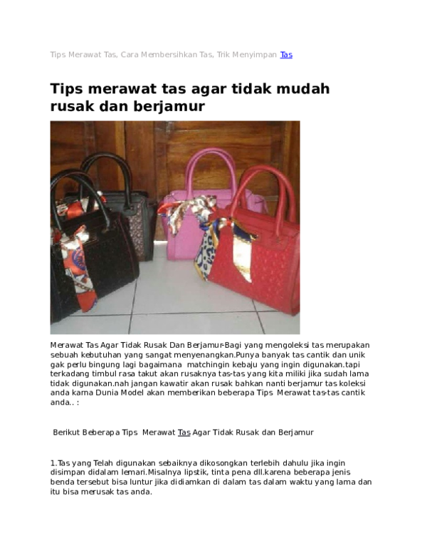 (DOC) Tips merawat tas agar tidak mudah rusak dan berjamur