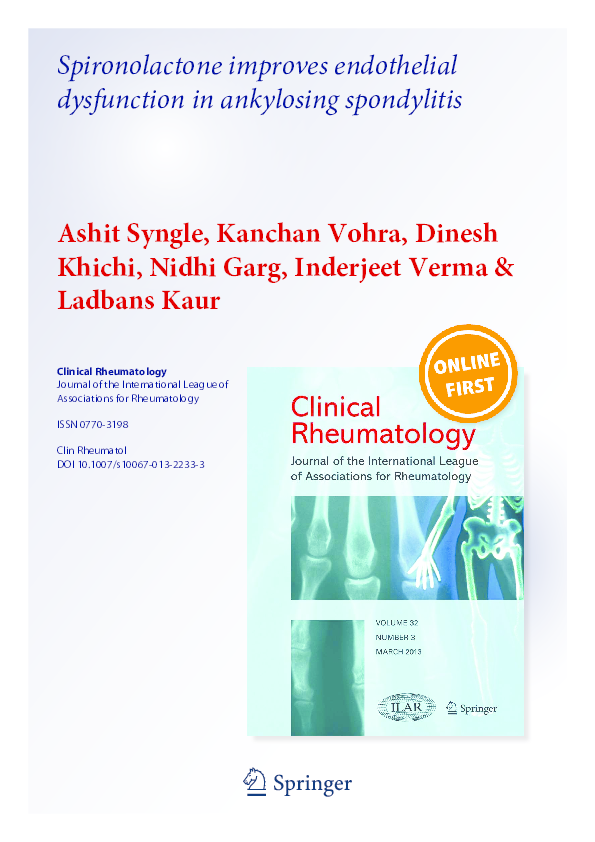 (PDF) Spironolactone improves endothelial dysfunction in ankylosing ...