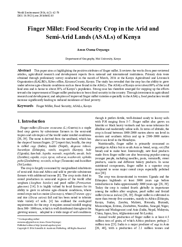 Organic finger millet image