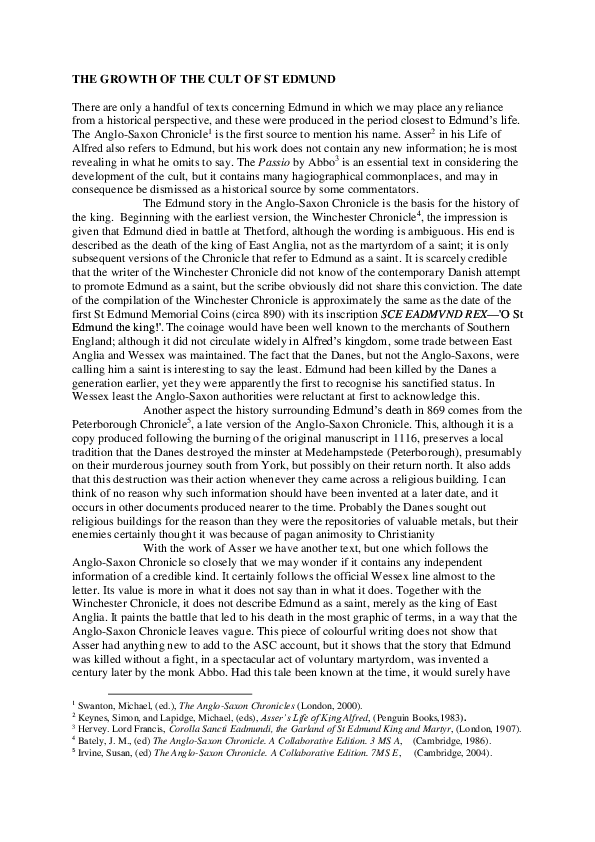 THE GROWTH OF THE CULT OF ST EDMUND