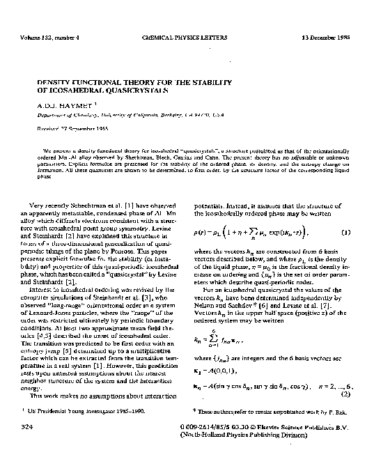 (PDF) Density functional theory for the stability of icosahedral ...
