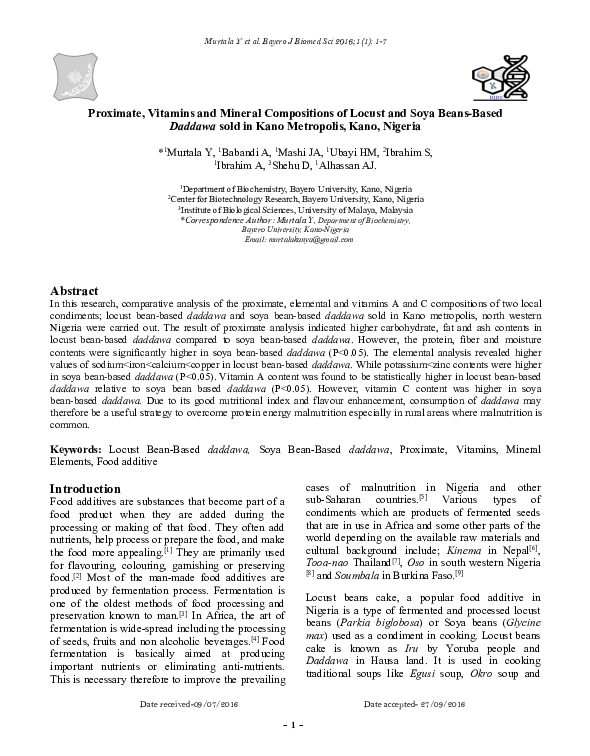(PDF) Proximate, Vitamins and Mineral Compositions of Locust and Soya ...