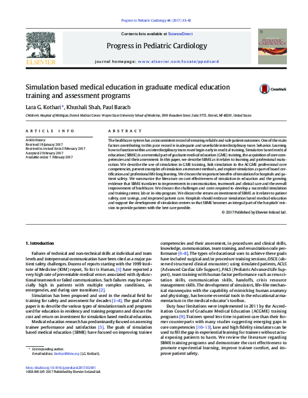 (PDF) Simulation based medical education in graduate medical education ...