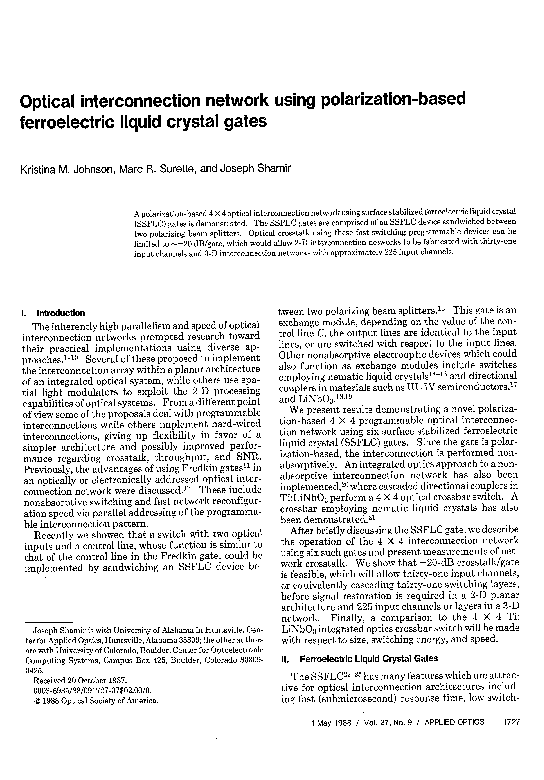 (PDF) Optical interconnection network using polarization-based ...