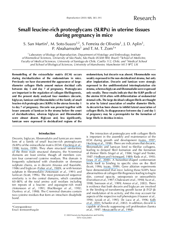 (PDF) Small leucinerich proteoglycans (SLRPs) in uterine tissues