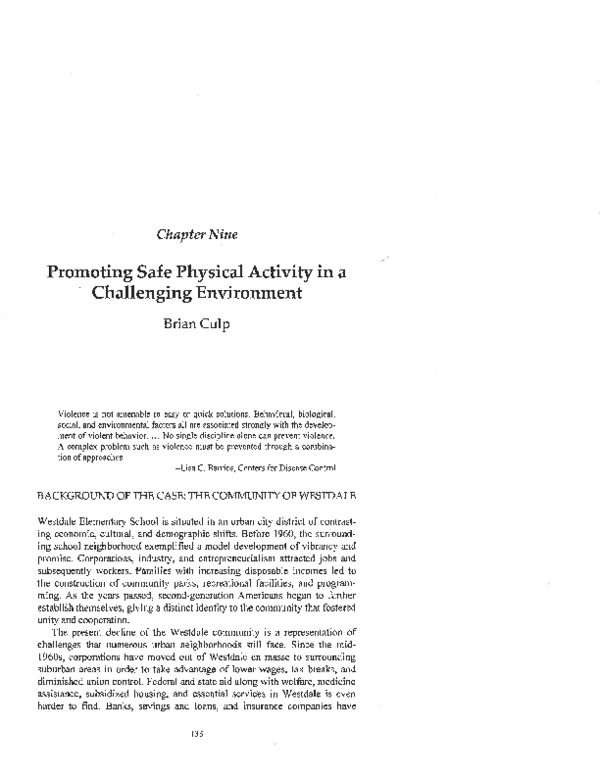 (PDF) Promoting Safe Physical Activity in a Challenging Environment ...