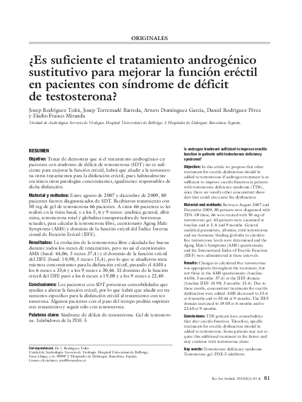 (PDF) ¿Es suficiente el tratamiento androgénico