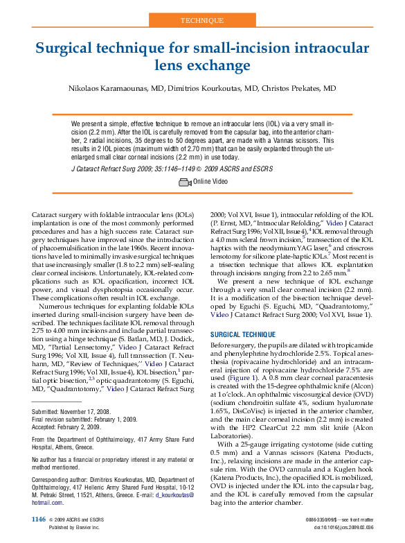 (PDF) Surgical technique for small-incision intraocular lens exchange