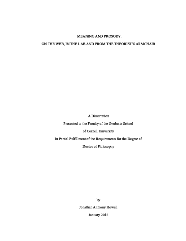 (PDF) Meaning And Prosody On The Web, In The Lab And From The Theorist