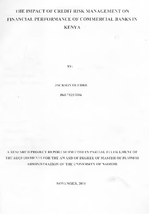 (PDF) THE IMPACT OF CREDIT RISK MANAGEMENT ON FINANCIAL PERFORMANCE OF ...