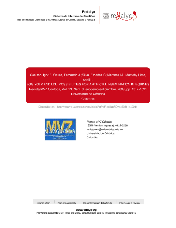 (PDF) Egg Yolk and LDL Possibilities for Artificial Insemination in