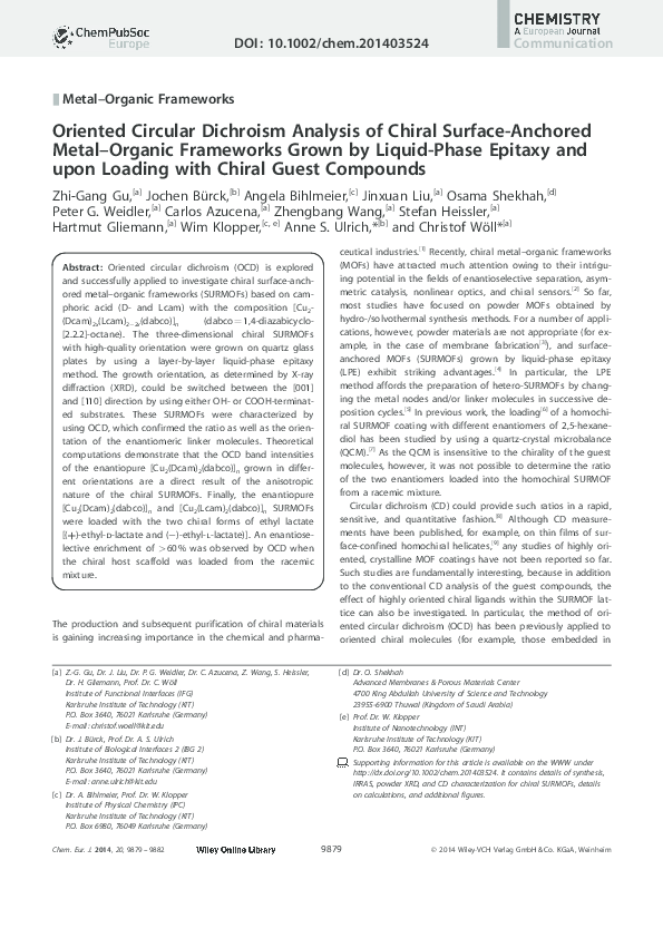 (PDF) Oriented circular dichroism analysis of chiral surface-anchored ...