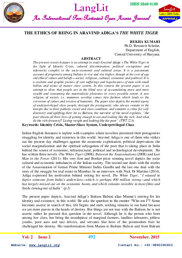 Social issues in white tiger picture