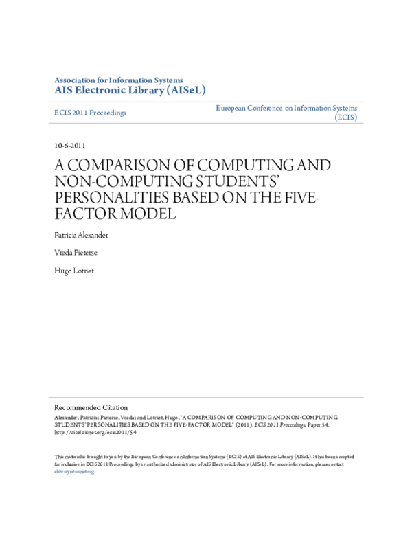 (PDF) A COMPARISON OF COMPUTING AND NON-COMPUTING STUDENTS ...