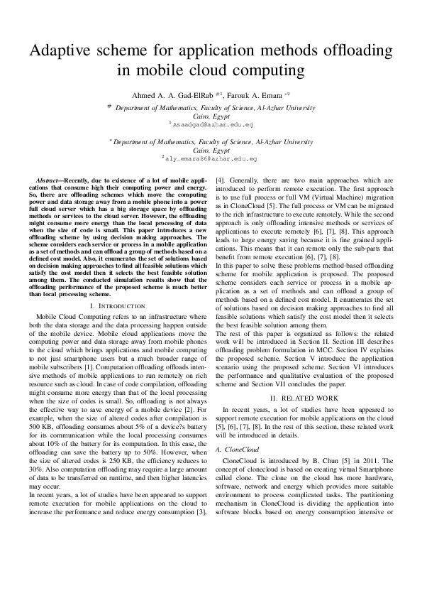 (PDF) Adaptive scheme for application methods offloading in mobile ...