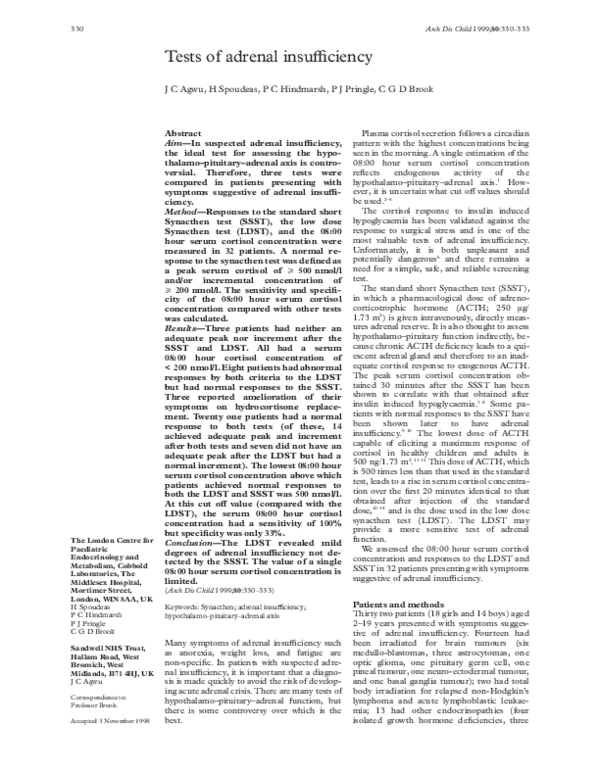 (PDF) Tests of adrenal insufficiency Chizo Agwu Academia.edu