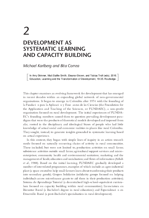 (PDF) Development as Systematic Learning and Capacity Building