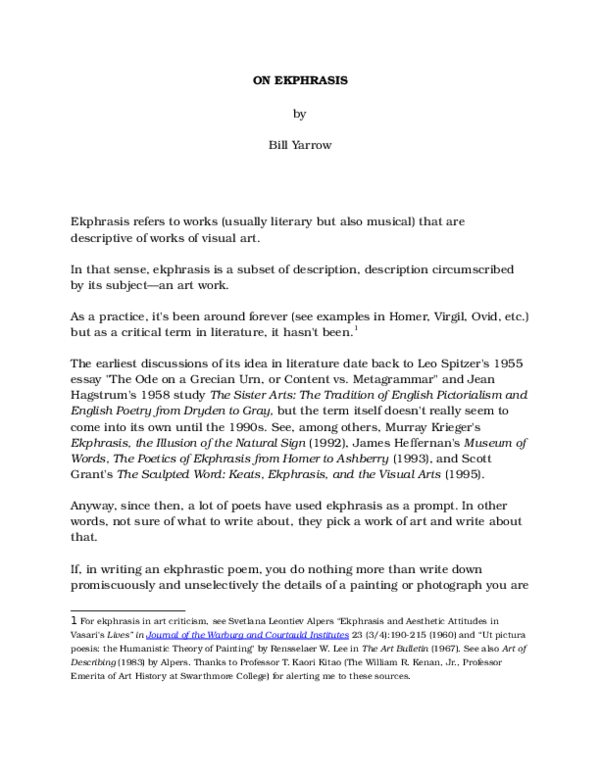 Ekphrasis definition literature image