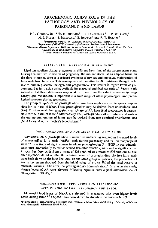 pdf arachidonic acids role in the pathology and physiology physiology of labor