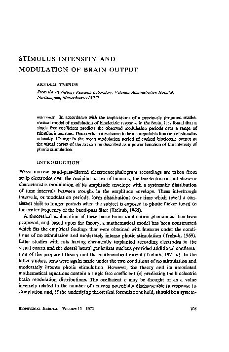 (PDF) Stimulus Intensity and Modulation of Brain Output