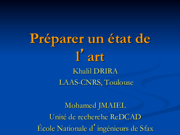 (PDF) Préparer un état de l'art
