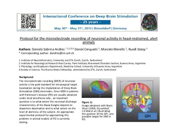 (PDF) Protocol for the microelectrode recording of neuronal activity in ...
