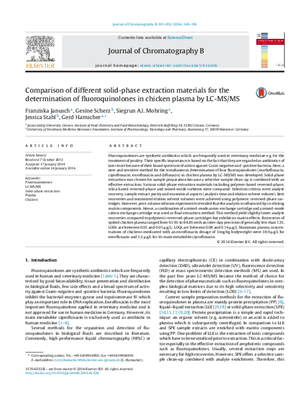 (PDF) Comparison of different solidphase extraction materials for the determination of