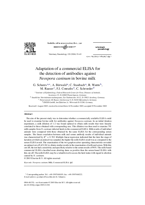(PDF) Adaptation of a commercial ELISA for the detection of antibodies ...