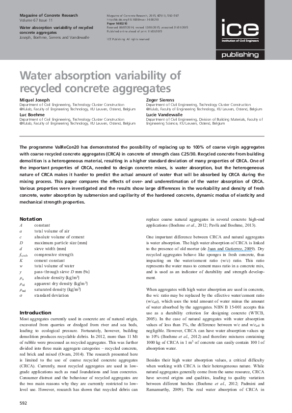 (PDF) Water absorption variability of recycled concrete aggregates