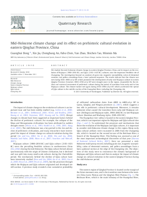 (PDF) Mid-Holocene climate change and its effect on prehistoric ...