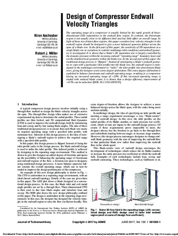 (PDF) Design of compressor endwall velocity triangles (American Society ...