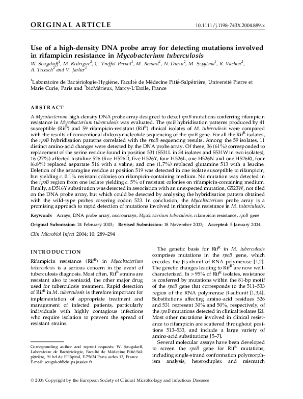 (PDF) Use of a high-density DNA probe array for detecting mutations ...