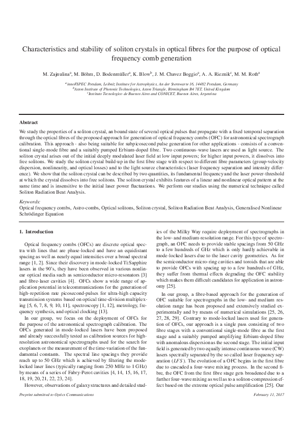 (PDF) Characteristics and stability of soliton crystals in optical ...