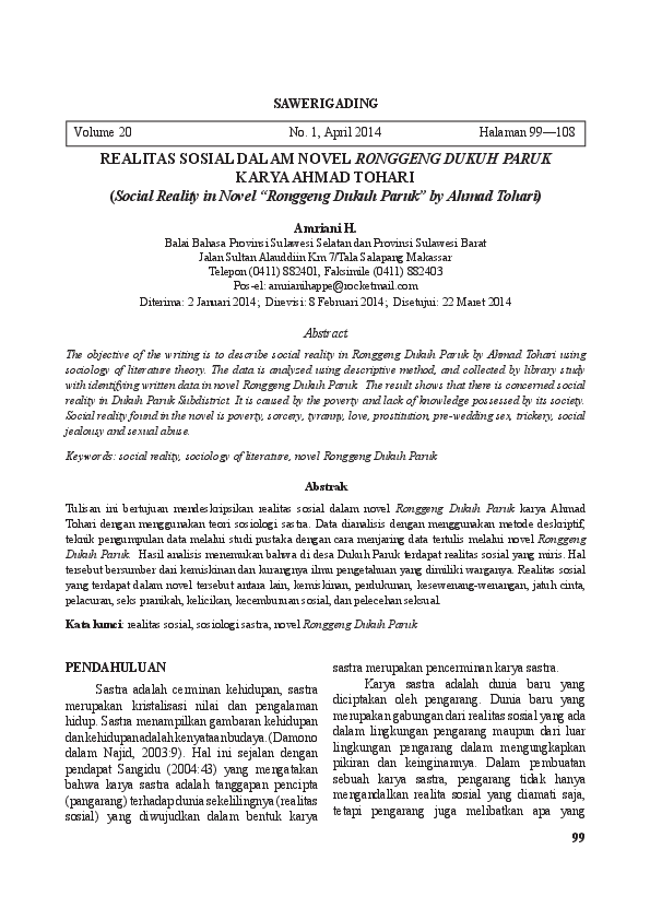 Ronggeng Dukuh Paruk Ahmad Tohari kritik sosial dalam novel