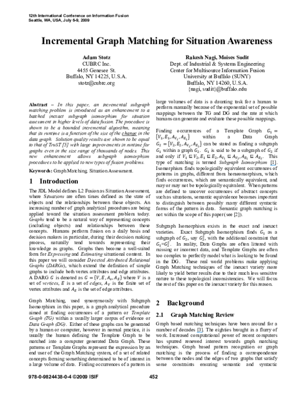 (PDF) Incremental graph matching for Situation Awareness