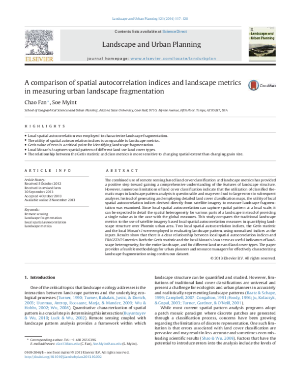 (PDF) A comparison of spatial autocorrelation indices and landscape ...